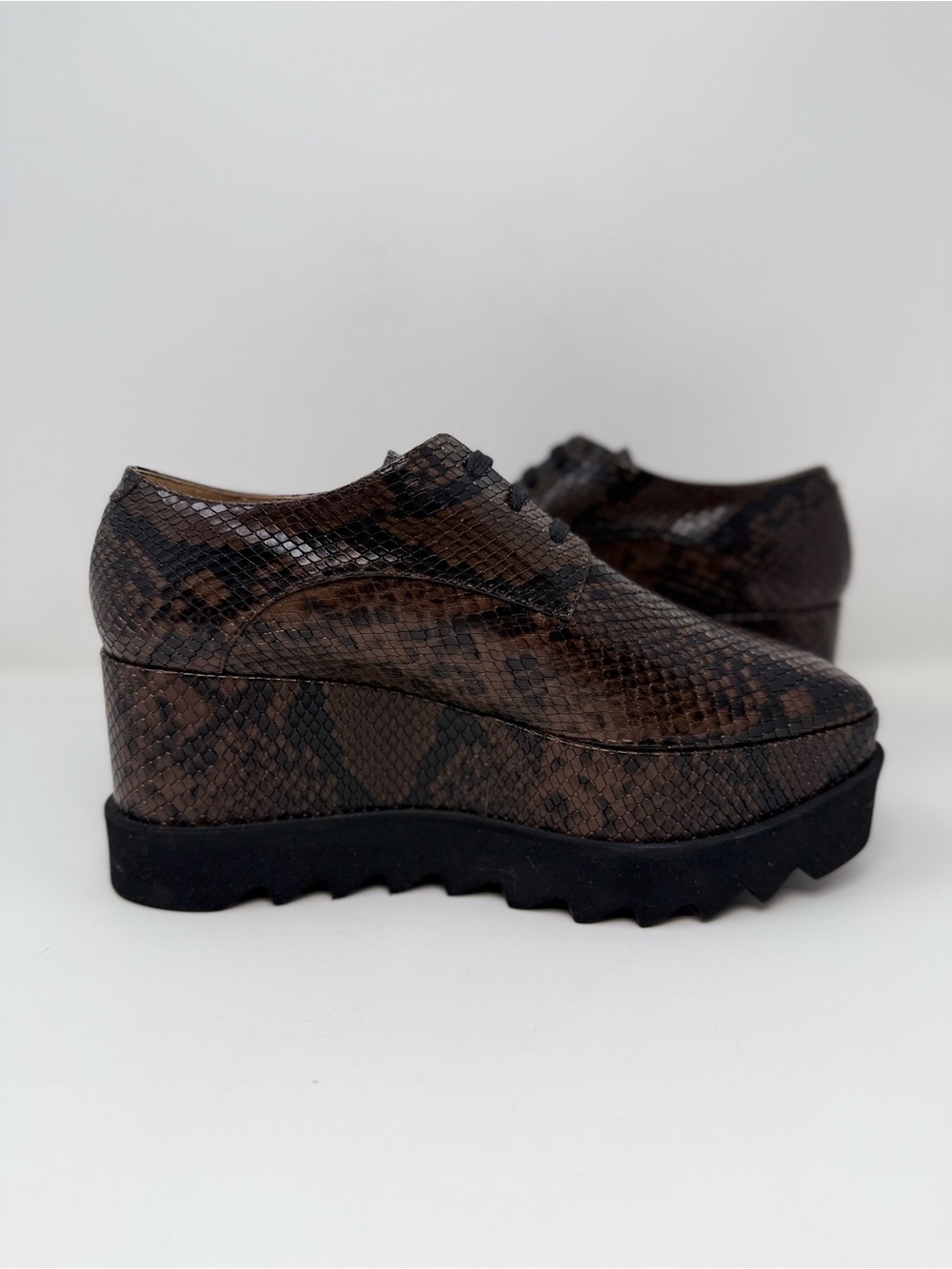 Stella McCartney Elyse Snake Platform Loafers Coffee Sz 7 - Picture 12 of 15